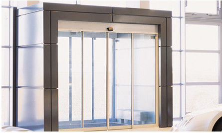 Çin Brown Door Frame Commercial Automatic Sliding Doors With Maintenance Free Motor Fabrika