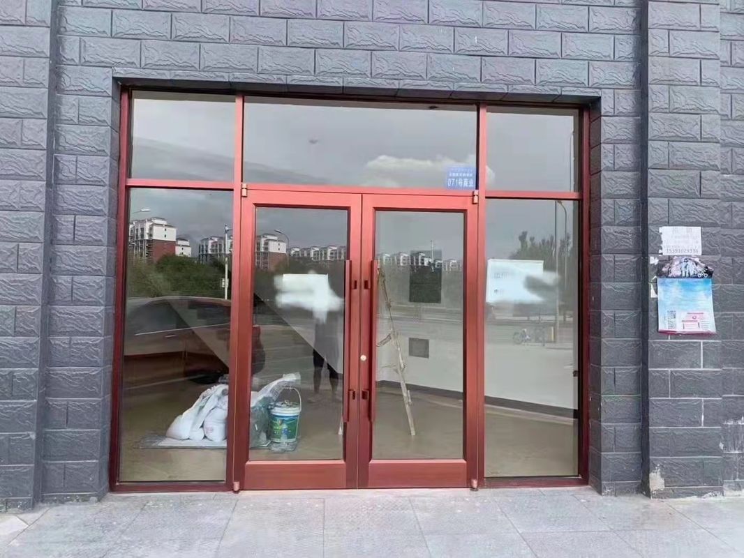 Ticari Ön Kapı Kfc Dükkanı Alüminyum Alaşım Metal Profili Cam Giriş Kapıları