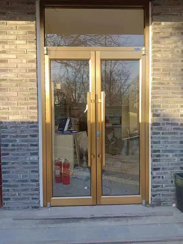 Ticari Ön Kapı Kfc Dükkanı Alüminyum Alaşım Metal Profili Cam Giriş Kapıları