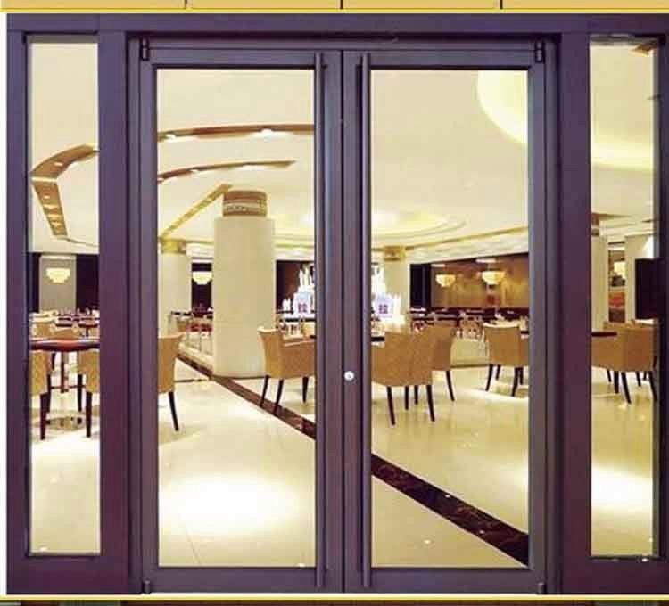 Fabrika Toptan Fiyat Alüminyum Çerçeve Mağaza Önü Kfc Kapı Zemin Bahar Tempered Güvenlik Çift Cam Kapı